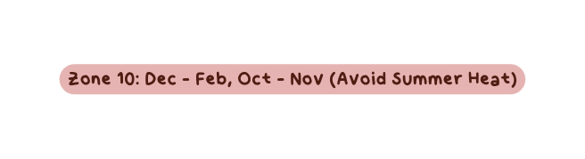 Zone 10 Dec Feb Oct Nov Avoid Summer Heat