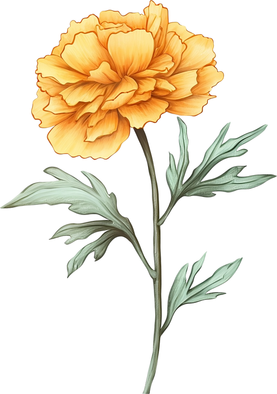 marigold flower blooming watercolor